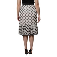 Dolce & Gabbana Women's White Black Polka Dots Knee Length Skirt - 40 IT thumbnail