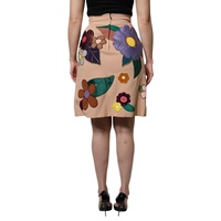 Dolce & Gabbana Women's Beige Floral High Waist Pencil Cut Skirt - 40 IT thumbnail