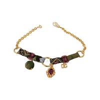 Dolce & Gabbana Charm Necklace with Multicolor Fabric and Crystal Inserts One Size Women thumbnail