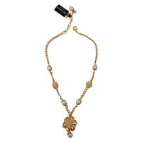 Dolce & Gabbana Gold Crystal Statement Charm Necklace One Size Women thumbnail