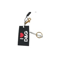 Dolce & Gabbana Women's Black Silicone DG Logo Gold Brass Keychain - One Size thumbnail