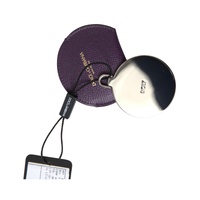 Dolce & Gabbana Women's Purple Calfskin Leather Round Hand Mirror Holder - One Size thumbnail
