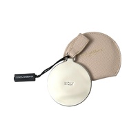Dolce & Gabbana Women's Beige Calfskin Leather Round Logo Hand Mirror Holder - One Size thumbnail