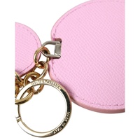 Dolce & Gabbana Women's Pink Calf Leather Gold Metal Logo Print Keyring Keychain - One Size thumbnail