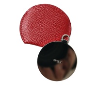 Dolce & Gabbana Women's Red Calfskin Leather Round Logo Hand Mirror Holder - One Size thumbnail
