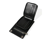 Dolce & Gabbana Men's Black Calf Leather Zip Logo Shoulder Neck Strap Wallet - One Size thumbnail