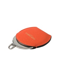 Dolce & Gabbana Women's Orange Calfskin Leather Round Logo Hand Mirror Holder - One Size thumbnail