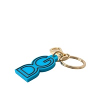 Dolce & Gabbana Women's Blue Rubber Gold Tone Metal DG Logo Keyring Keychain - One Size thumbnail