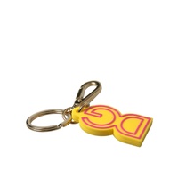 Dolce & Gabbana Women's Yellow Rubber Gold Tone Metal DG Logo Keyring Keychain - One Size thumbnail