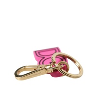 Dolce & Gabbana Women's Pink Rubber Gold Tone Metal DG Logo Keyring Keychain - One Size thumbnail