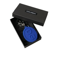 Dolce & Gabbana Women's Blue Rubber DG Logo Silver Brass Metal Keyring Keychain - One Size thumbnail