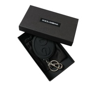 Dolce & Gabbana Women's Black Rubber DG Logo Silver Brass Metal Keyring Keychain - One Size thumbnail