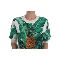 DOLCE & GABBANA Enchanted Sicily Short Sleeve Sweater with Sequined Pineapple Embroidery 40 IT Women thumbnail