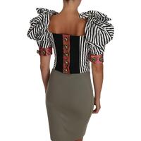 Cropped Top with Puff Sleeves and Crystal Button Embellishment 42 IT Women thumbnail