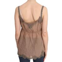 Brown Lace Spaghetti Strap Plunging Top Blouse 44 IT Women thumbnail