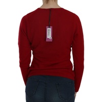 MILA SCHON Women's Red Round Neck Pullover Cashmere Sweater - M thumbnail