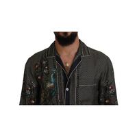 Regular Fit Ostrich Print Silk Shirt with Logo Details S Men thumbnail