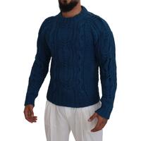 Blue Crewneck Pullover Sweater with Logo Details 44 IT Men thumbnail
