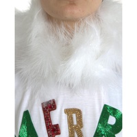 Dolce & Gabbana Women's White Cotton Christmas Sequin Fur T-shirt - 36 IT thumbnail