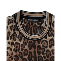 Dolce & Gabbana Men's Brown Leopard Crew Neck Short Sleeve T-shirt - 50 IT thumbnail
