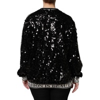 Dolce & Gabbana Women's Black DG Queen Sequin Pullover Sweater - 36 IT thumbnail