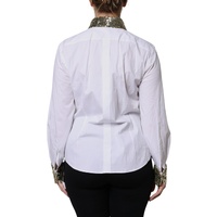 Dolce & Gabbana Women's White Cotton Long Sleeves Sequin Shirt Top - 38 IT thumbnail