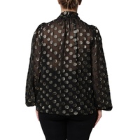 Dolce & Gabbana Women's Black Sheer Tied Neck Polka Dots Blouse Top - 44 IT thumbnail
