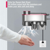 Wall Mounted Hair Dryer Bracket Storage Rack Black Nickel - With Hand Dryer Purple Red thumbnail