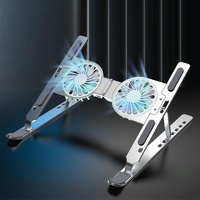 Foldable Laptop Cooling Stand with Ambient Light - Silver thumbnail