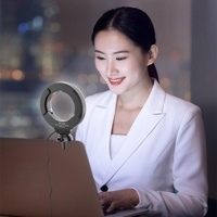 48leds Laptop Camera Beauty Ring Light - Clip Set 4-inch - Clip With Tripod thumbnail