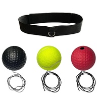 Indoor Boxing Reflex Training Ball With Headband - Black Pu Speed Ball - Rubber Ball Red thumbnail