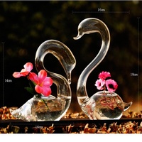 Swan Flower Vases - Home Decor Wedding Gifts Glass Crafts thumbnail