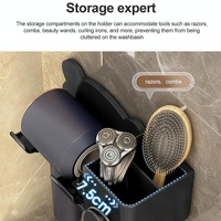 Wall Mounted Holder For Dyson Hair Dryer Bathroom Storage Rack Simple Black - Simple Black thumbnail