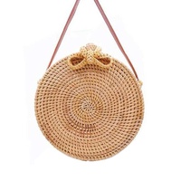 Handmade Bowknot Rattan Bag Vintage Art Beach Diagonal Bag 20X20X8Cm thumbnail