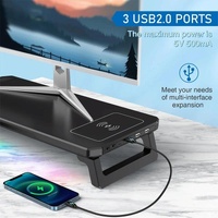 Usb Monitor Stand Riser with Type-c Ports - Wireless Charging  Black thumbnail