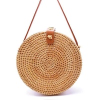 Handmade Rattan Bag With Buckle Bowknot Design Perfect For Autumn And Beach Days 20X20X8Cm thumbnail