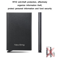 Automatic Pop Up Metal Wallet with Card Holder Black thumbnail
