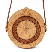 Handmade Sunflower Rattan Bag Vintage Art Beach Diagonal Bag 20X20X8Cm thumbnail