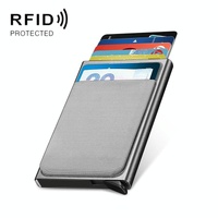 Automatic Pop Up Card Holder Wallet - Gray Metal thumbnail