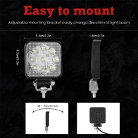 6.3W 10 - 30V Dc 6000K 3 Inch 9 Leds Square Offroad Truck Car Driving Light Work Light Spotlight Fog Light thumbnail
