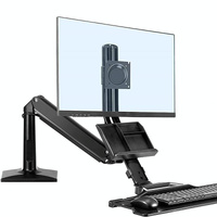 Ergonomic 19-27 Inch Monitor Holder with Foldable Keyboard Tray Full Motion Sit-stand Workstation thumbnail