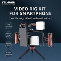 Vlogging Live Broadcast Smartphone Video Rig With Led Light And Mic thumbnail