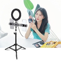 Live Broadcast Dual Phone Bracket with 70cm Tripod & 6.2 Inch 16cm Led Ring Light Kit thumbnail