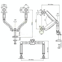 Double Screen Desktop Monitor Bracket - Air Pressure Lift thumbnail