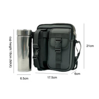 8 Leather Shoulder Mobile Phone Messenger Bag Casual Water Bottle Bag - Black thumbnail