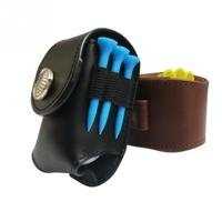 Leather Golf Ball Waist Pouch - Portable Tee Bag for Sports - Black thumbnail