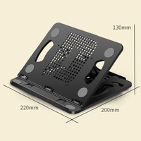 Adjustable Laptop Cooling Stand - Foldable Design - Black thumbnail