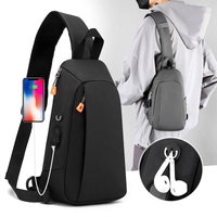 Waterproof Sports Chest Bag One Shoulder Diagonal Bag Black thumbnail