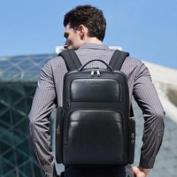 Large-capacity Business Laptop Backpack with Usb & Type-c Port - First-layer Cowhide Black thumbnail