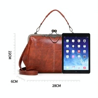 Adjustable Leather Crossbody Bag with Vintage Buckle - Red thumbnail